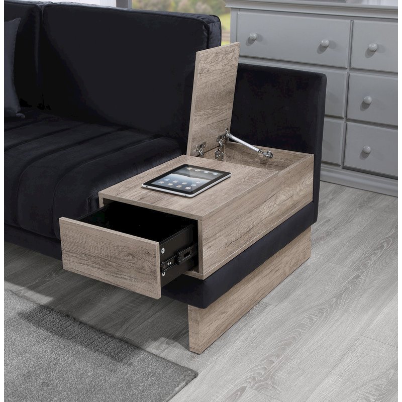 Memphis 122.5″W Black Velvet Reversible Sectional Sofa Ottoman