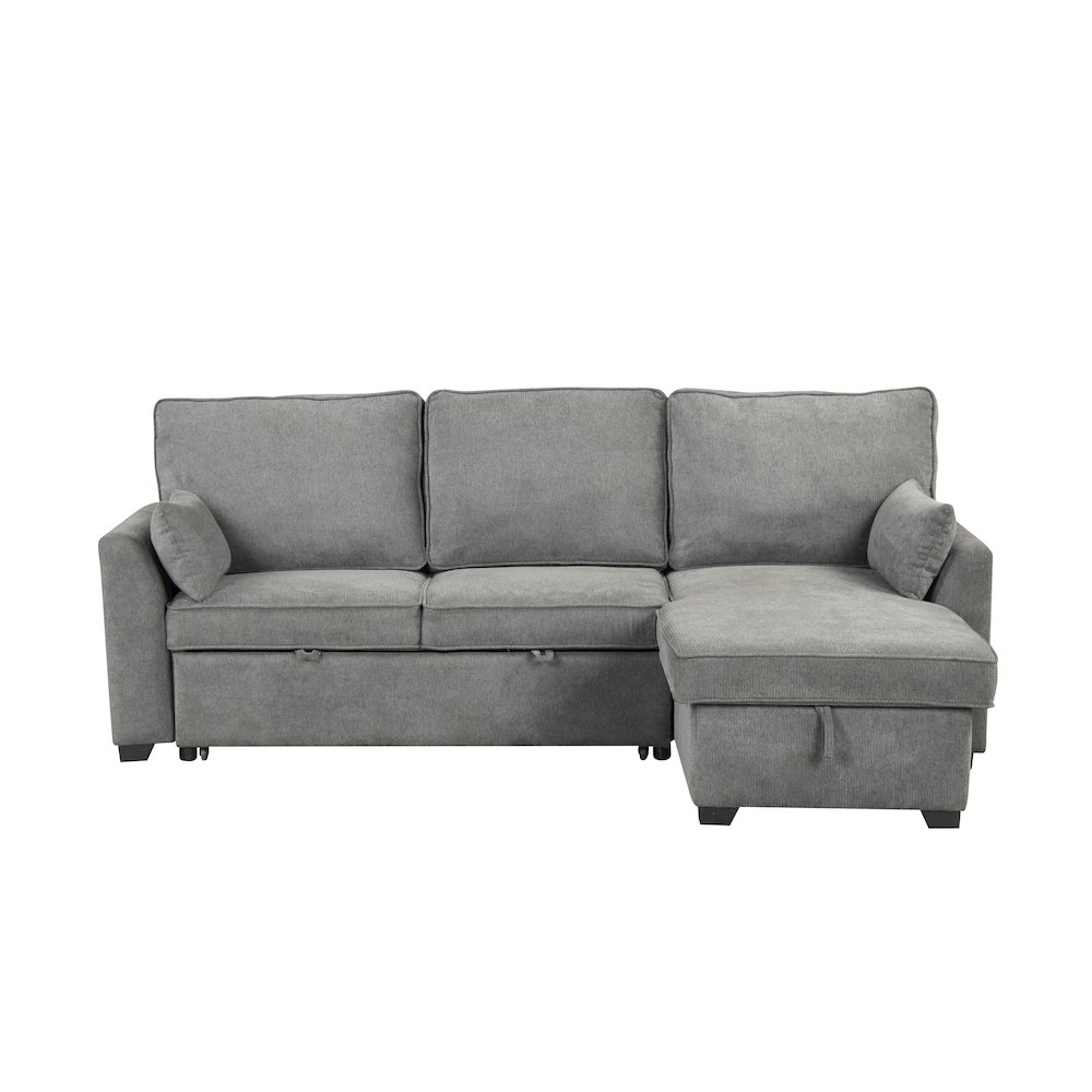 92″W Gray Fabric Sleeper Sectional with Reversible Storage Chaise