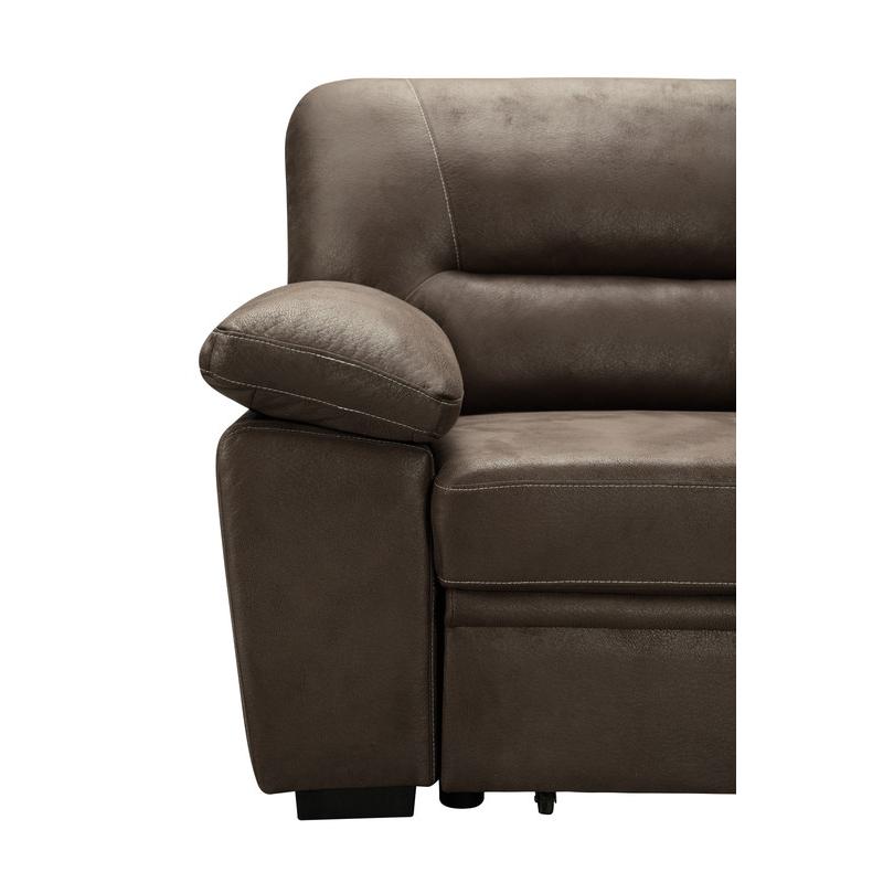 Kipling Saddle Brown Microfiber Reversible Sleeper Sectional Sofa Chaise