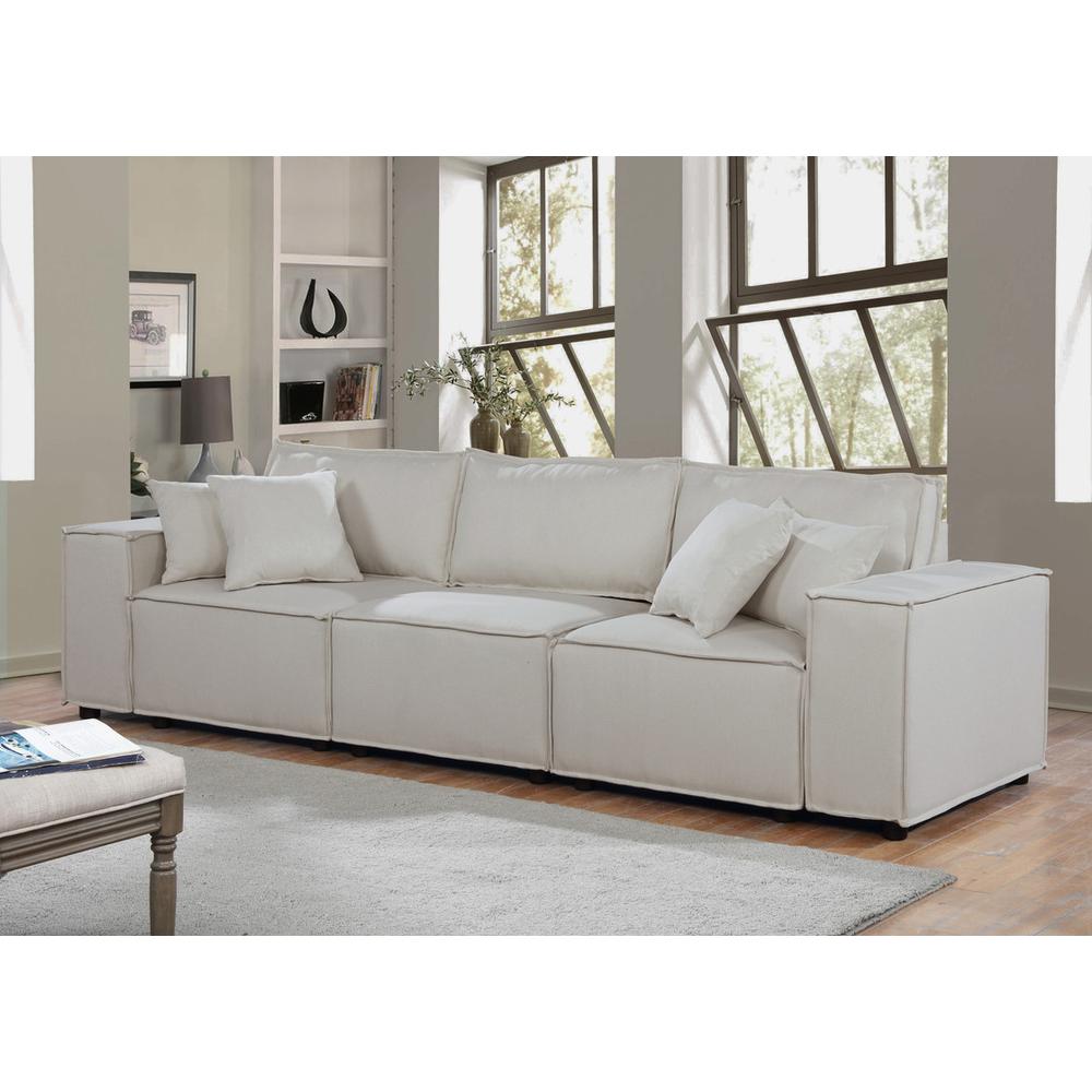 LILOLA Annabel Sofa in Beige Linen