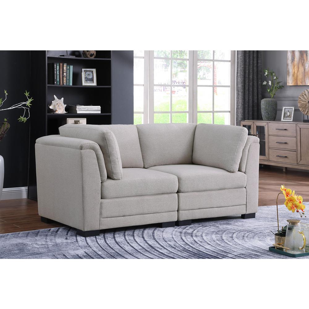 Kristin Light Gray Linen Fabric Loveseat