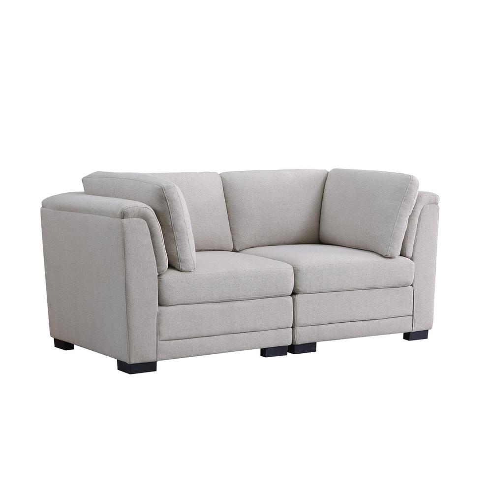 Kristin Light Gray Linen Fabric Loveseat