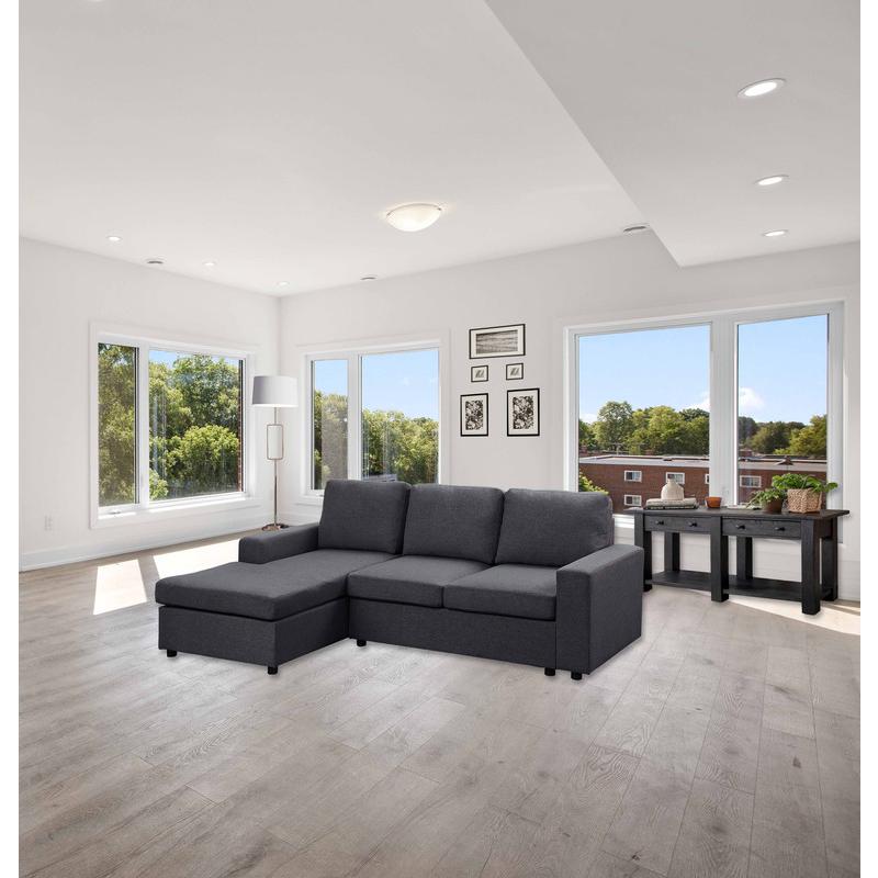 Aurelle Sofa with Reversible Chaise in Dark Gray Linen