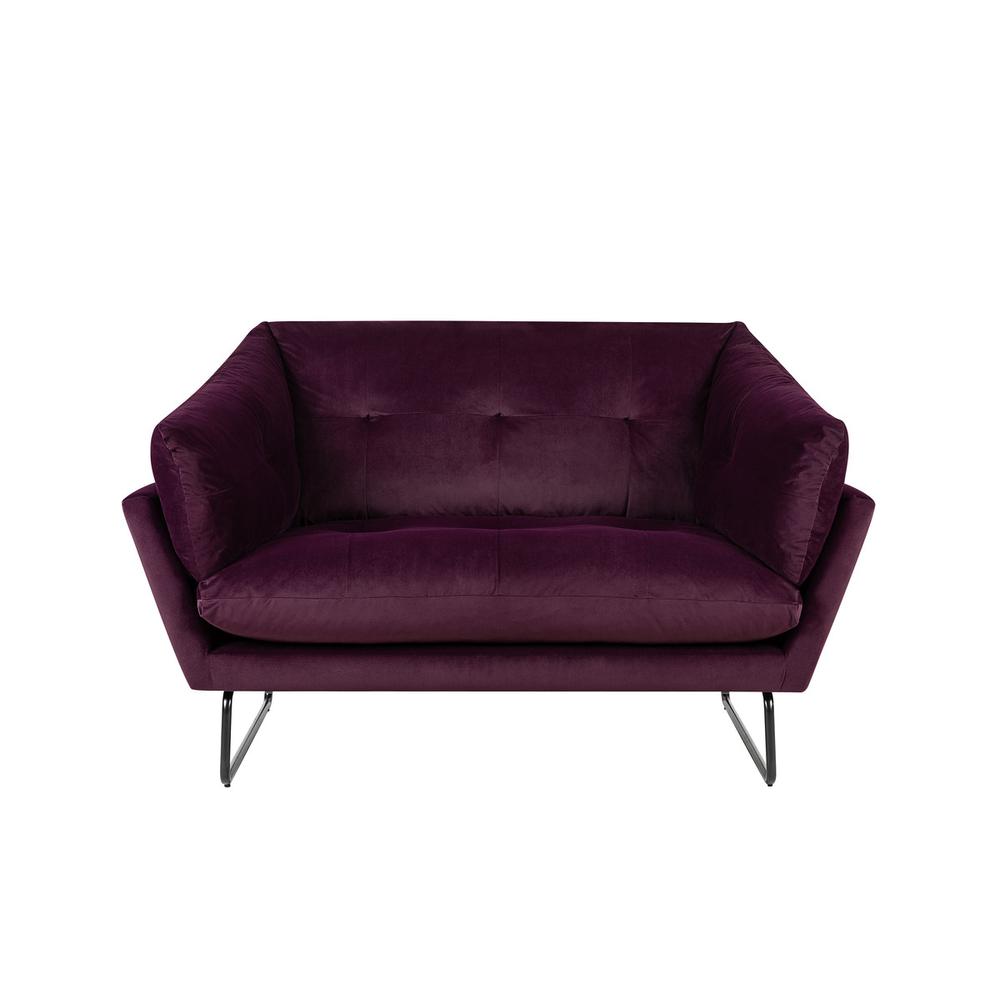 Karla Purple Velvet Contemporary Loveseat and Ottoman