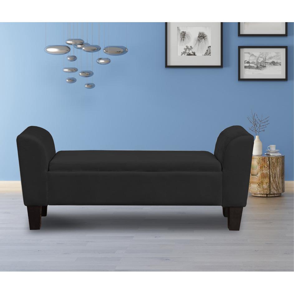 Mila Black Velvet Ottoman Bench with Storage