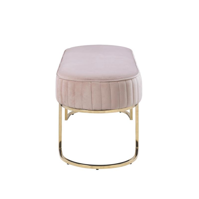 Julianne Pink Velvet Bench with Metal Base