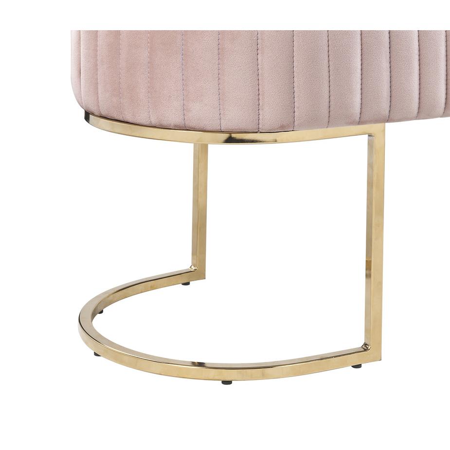 Julianne Pink Velvet Bench with Metal Base