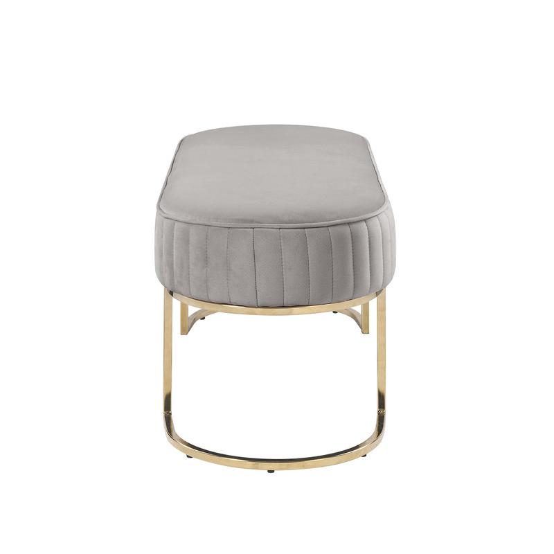 Set of 2 Julianne Gray Velvet Bench with Metal Base