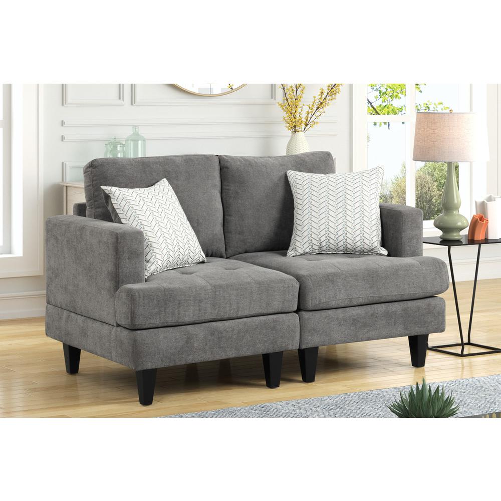 Callaway Gray Chenille Loveseat with Throw Pillows