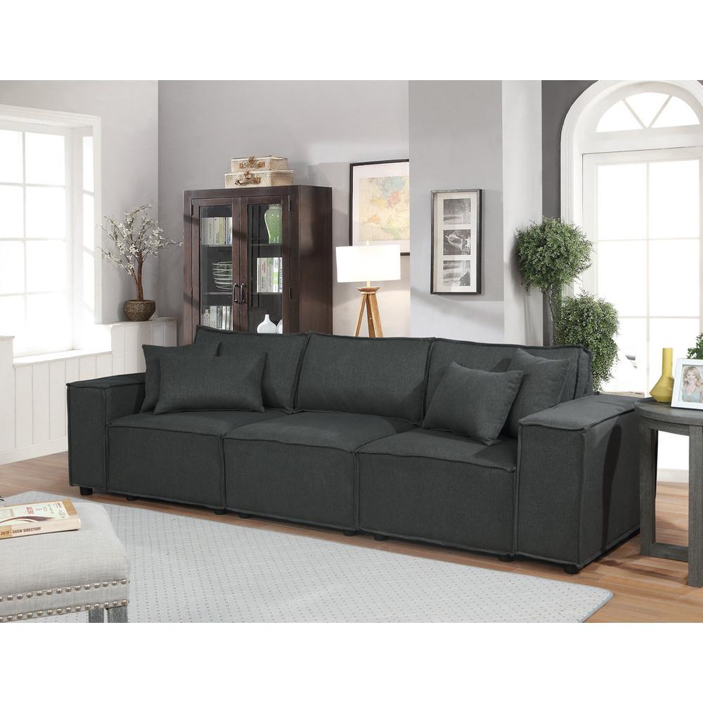 LILOLA Annabel Sofa in Dark Gray Linen