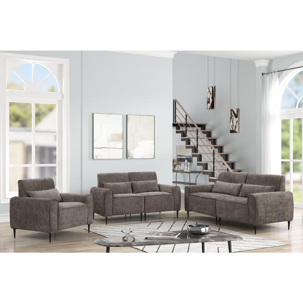 Valentina Gray Chenille Sofa Loveseat Chair Living Room Set