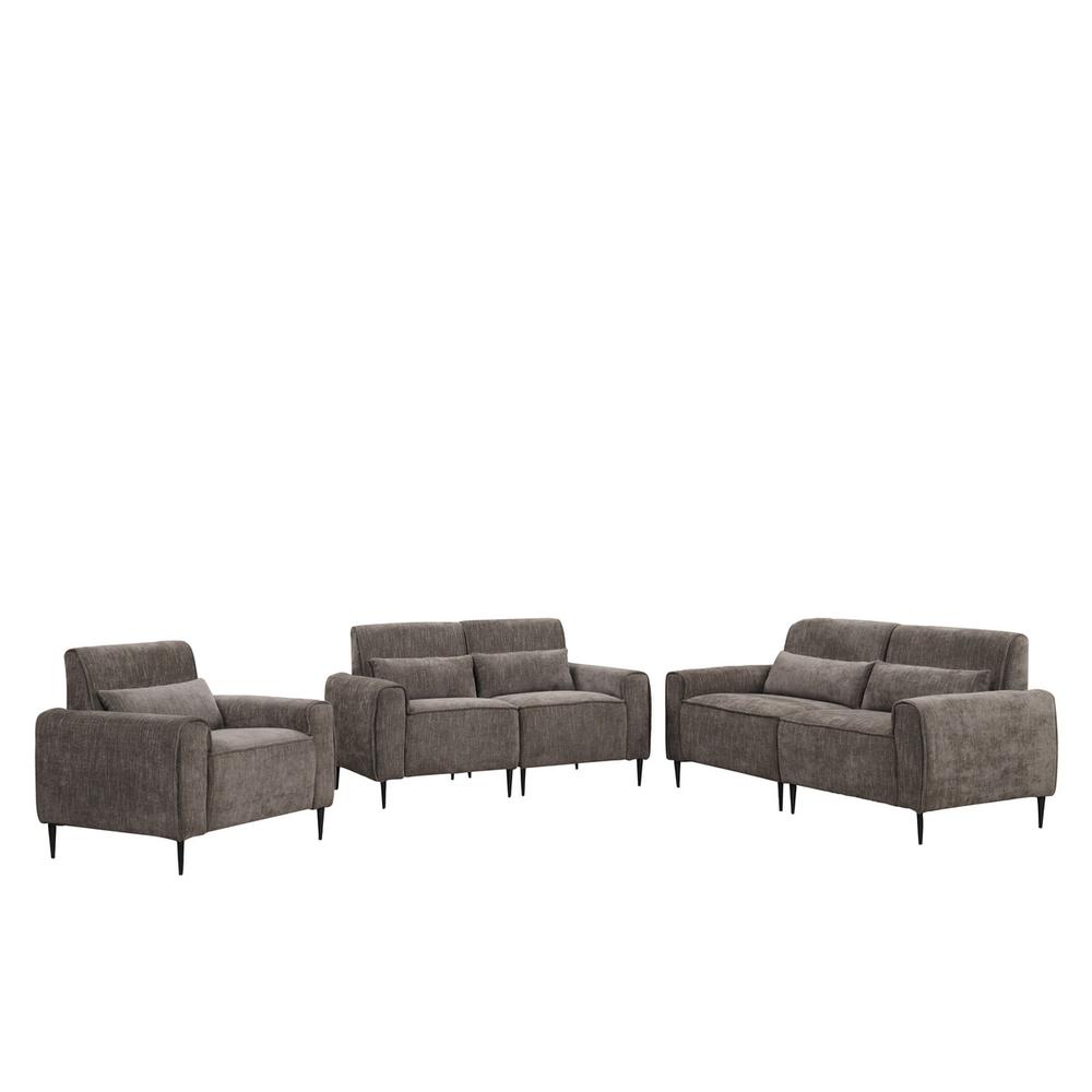 Valentina Gray Chenille Sofa Loveseat Chair Living Room Set