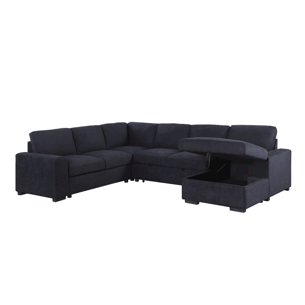 Selene II 117.5″W Dark Gray Woven Fabric Sleeper Sectional Sofa