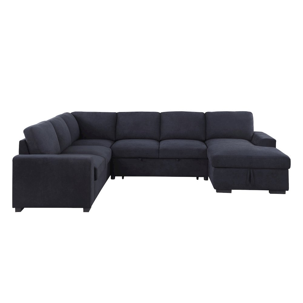 Selene II 117.5″W Dark Gray Woven Fabric Sleeper Sectional Sofa