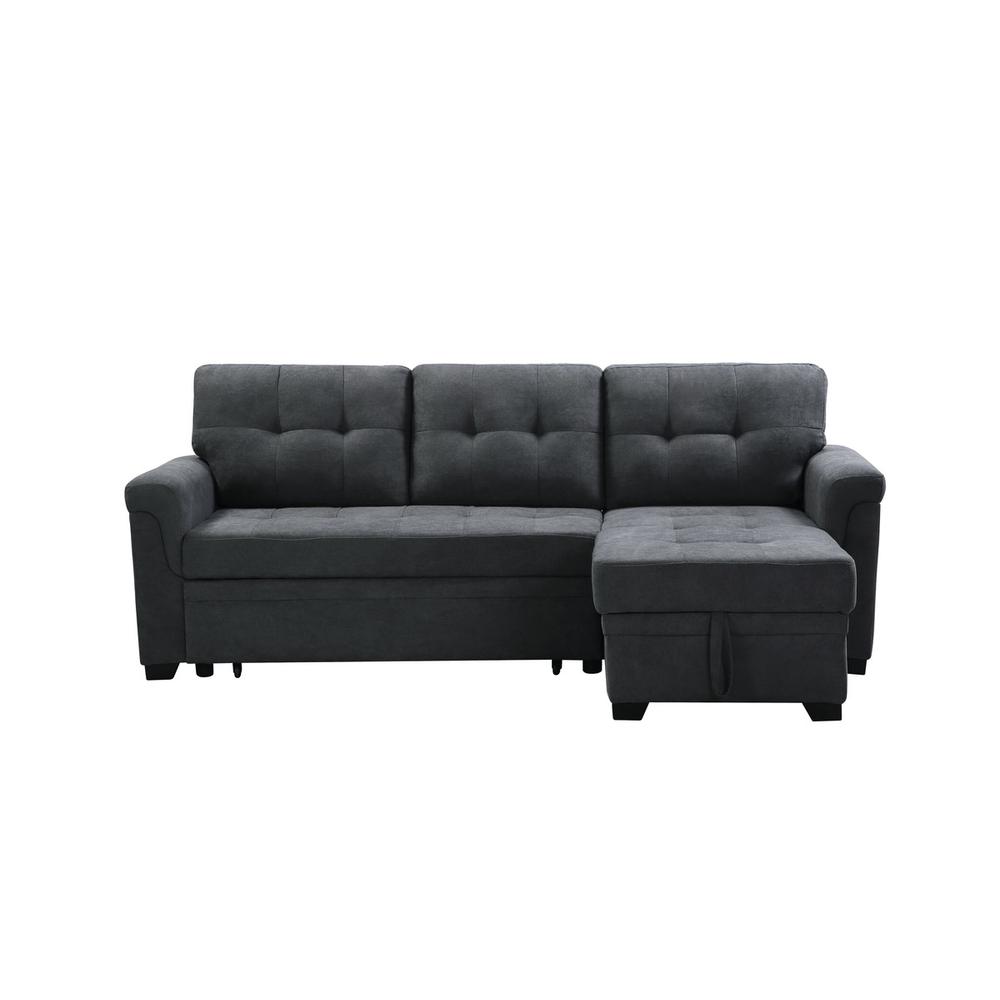 Connor Dark Gray Fabric Reversible Sectional Sleeper Sofa Chaise with Storage