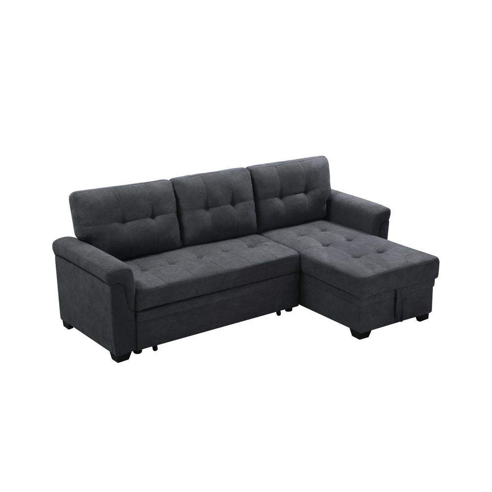 Connor Dark Gray Fabric Reversible Sectional Sleeper Sofa Chaise with Storage