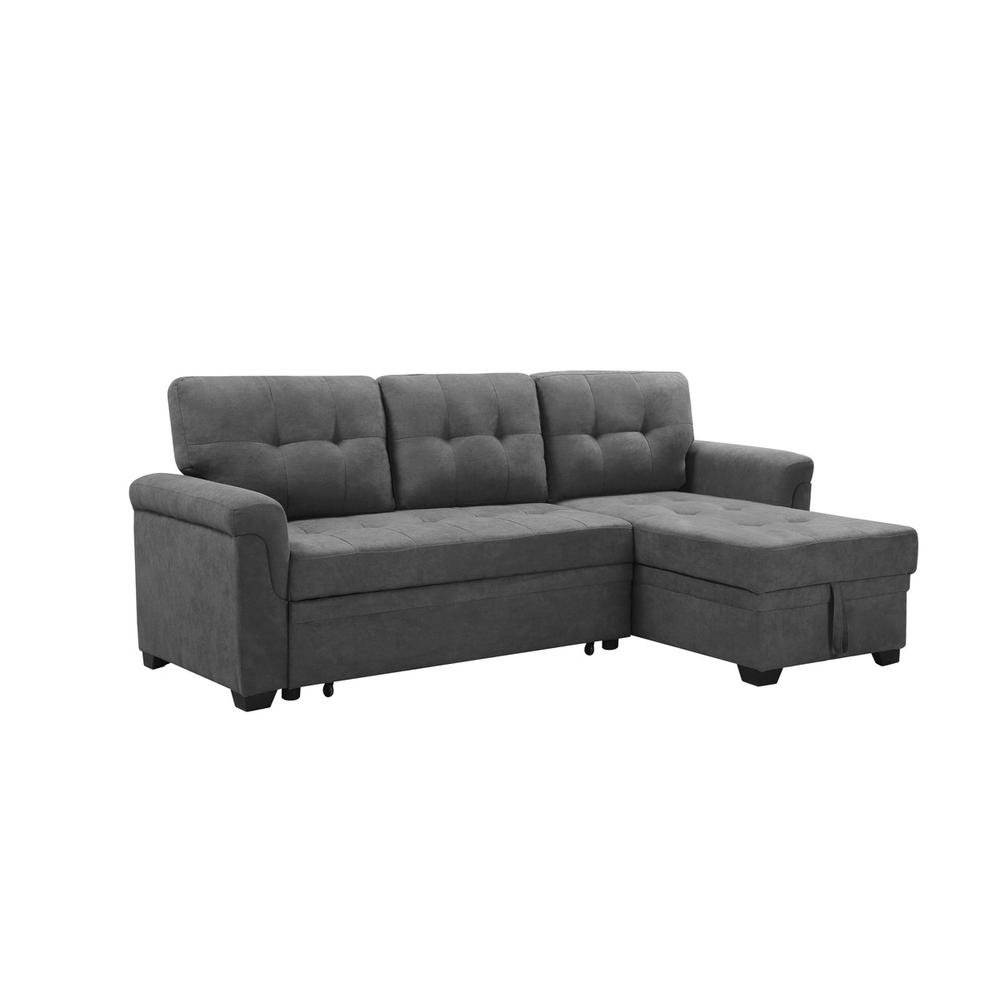 Connor Gray Fabric Reversible Sectional Sleeper Sofa Chaise with Storage