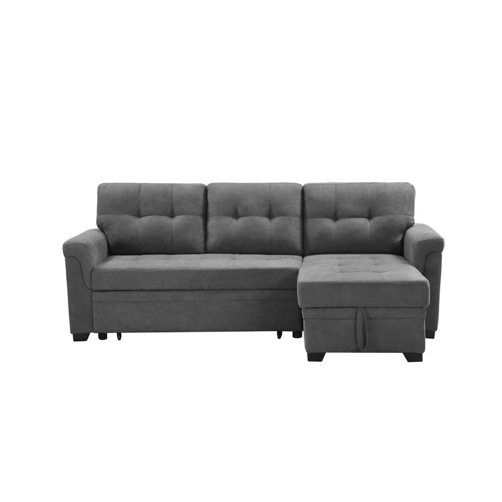 Connor Gray Fabric Reversible Sectional Sleeper Sofa Chaise with Storage