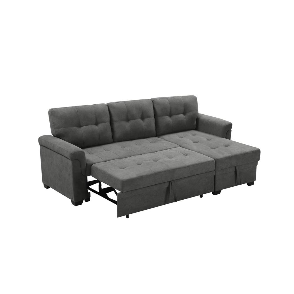 Connor Gray Fabric Reversible Sectional Sleeper Sofa Chaise with Storage