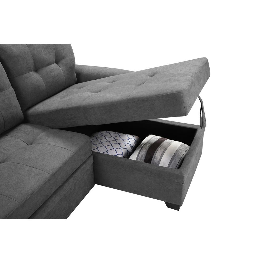 Connor Gray Fabric Reversible Sectional Sleeper Sofa Chaise with Storage