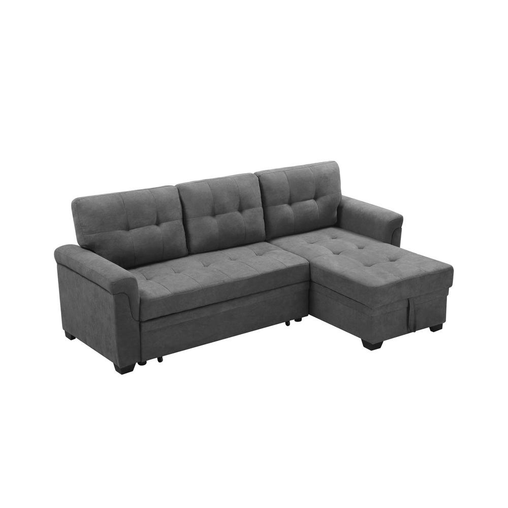 Connor Gray Fabric Reversible Sectional Sleeper Sofa Chaise with Storage