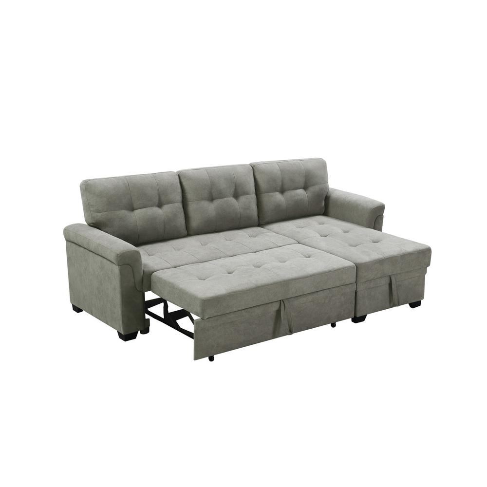Connor Light Gray Fabric Reversible Sectional Sleeper Sofa Chaise with Storage