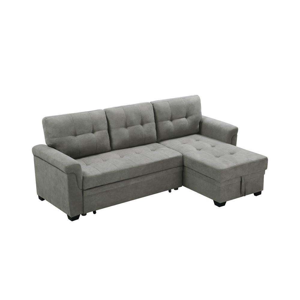 Connor Light Gray Fabric Reversible Sectional Sleeper Sofa Chaise with Storage
