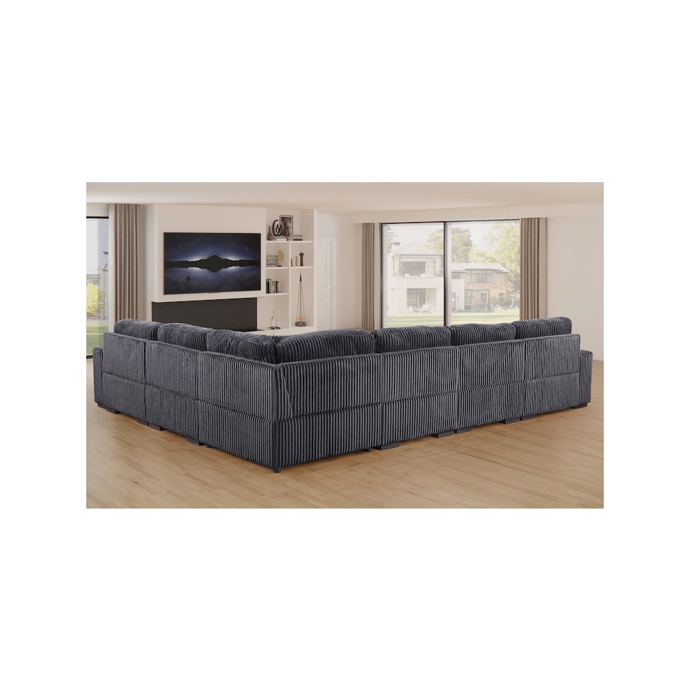 Nadine 155.5″W Dark Gray Corduroy Corner Sectional Sofa with Left-Facing Chaise