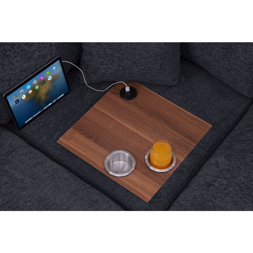 Celine 128″W Charcoal Chenille Fabric Corner Sectional Sofa