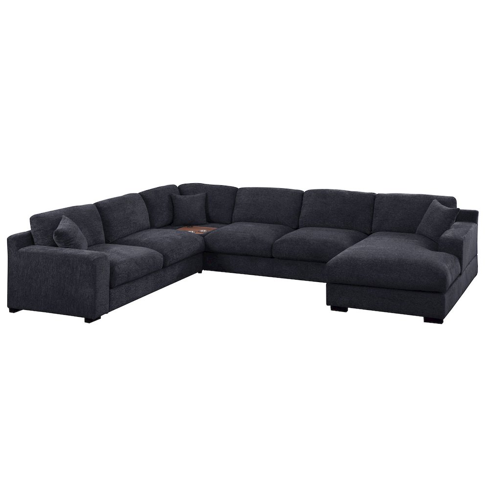 Celine 128″W Charcoal Chenille Fabric Corner Sectional Sofa