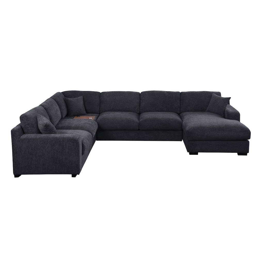 Celine 128″W Charcoal Chenille Fabric Corner Sectional Sofa