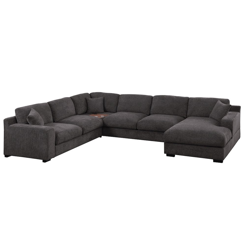 Celine 128″W Gray Chenille Fabric Corner Sectional Sofa