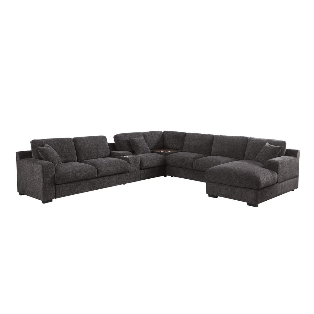 Chenille Fabric Corner Sectional Sofa with Right-Facing Chaise