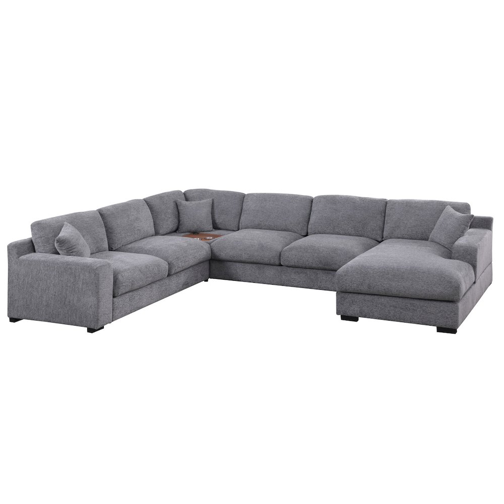 Celine 128″W Light Gray Chenille Fabric Corner Sectional Sofa