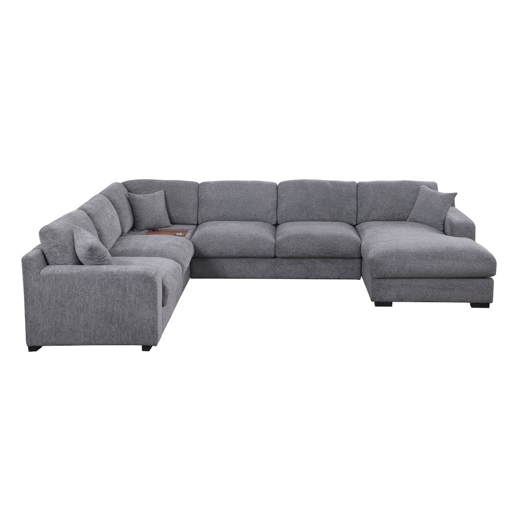 Celine 128″W Light Gray Chenille Fabric Corner Sectional Sofa