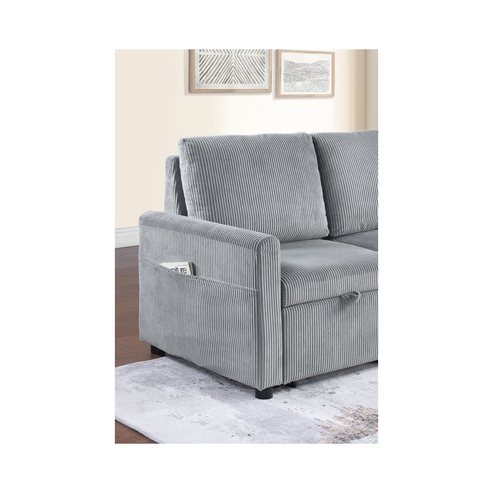 Oswin 45″W Gray Corduroy Loveseat with Storage
