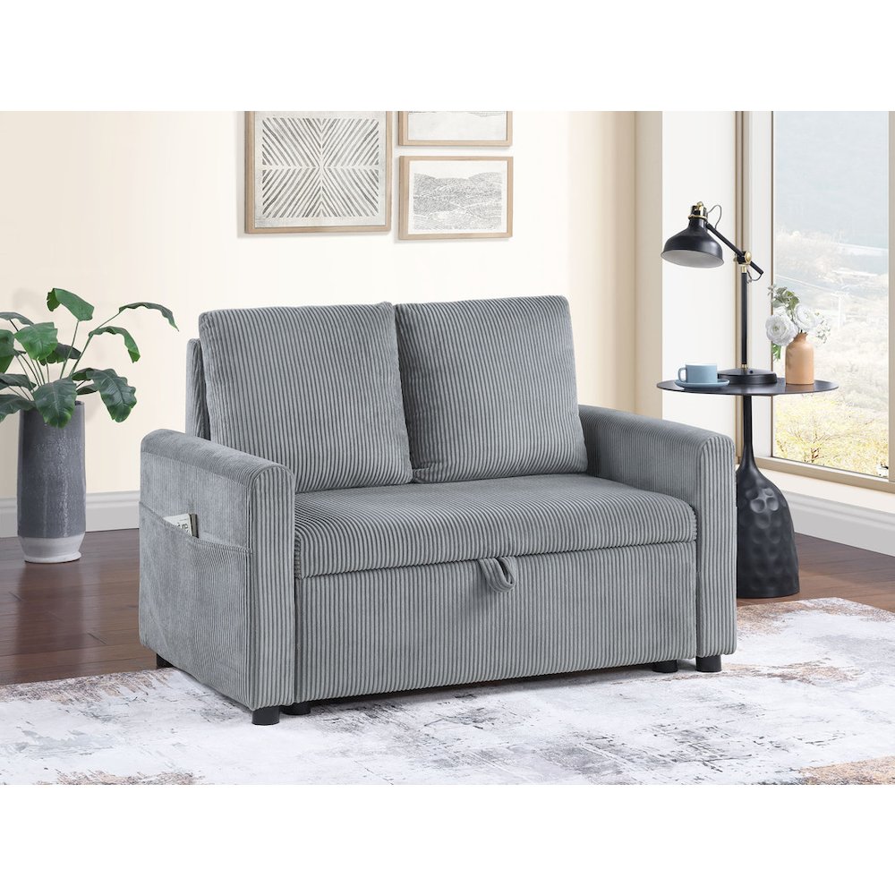 Oswin 45″W Gray Corduroy Loveseat with Storage