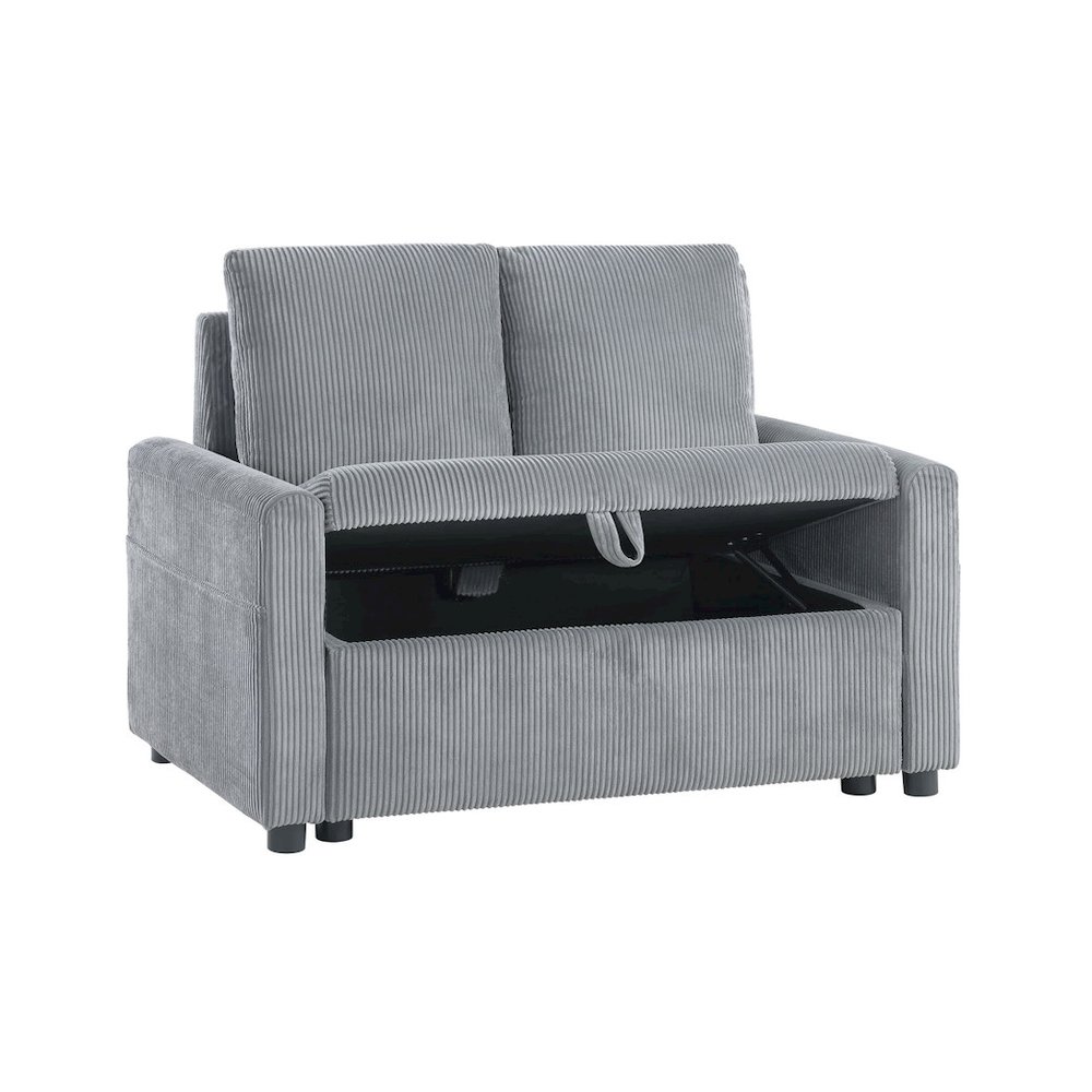 Oswin 45″W Gray Corduroy Loveseat with Storage