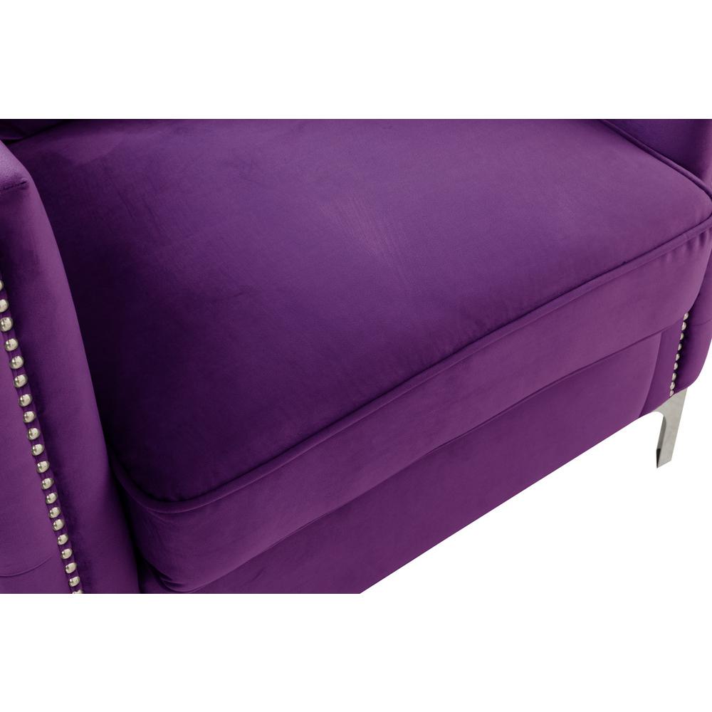 Bayberry Purple Velvet Sofa with 3 Pillows