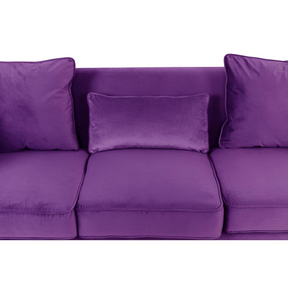 Bayberry Purple Velvet Sofa with 3 Pillows