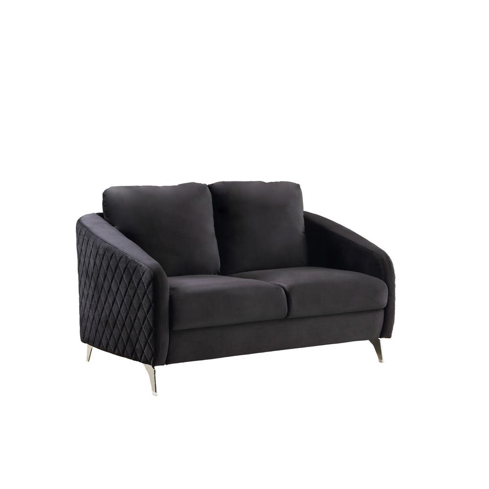 Sofia Black Velvet Fabric Sofa Loveseat Chair Living Room Set