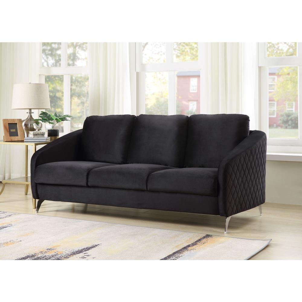 Sofia Black Velvet Modern Chic Sofa Couch
