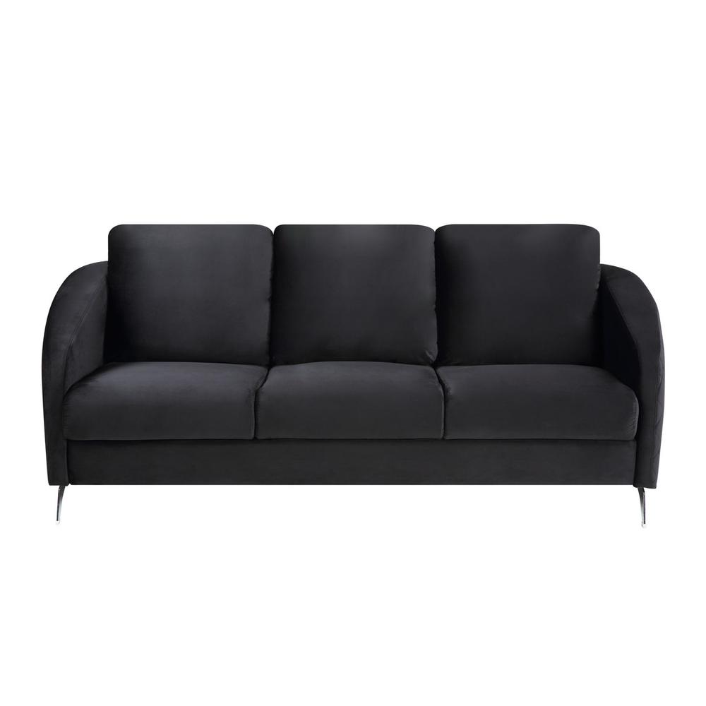 Sofia Black Velvet Fabric Sofa Loveseat Chair Living Room Set