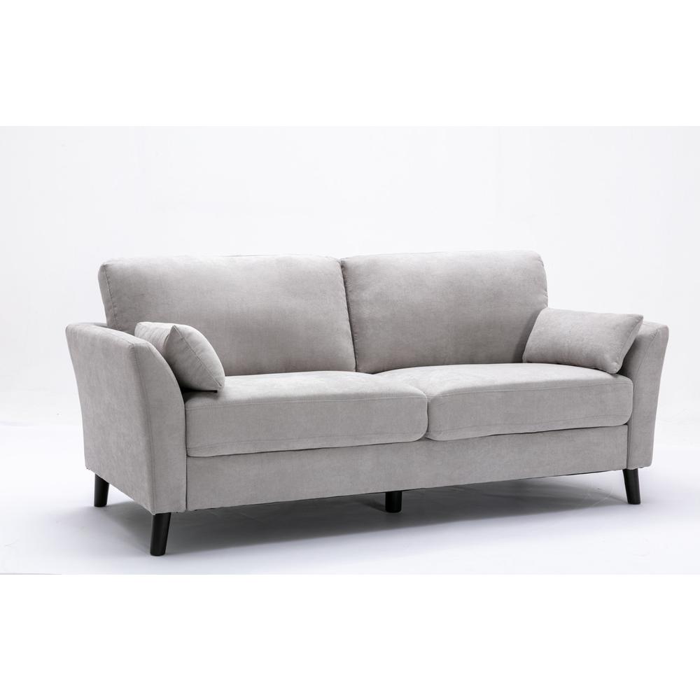 Damian Light Gray Velvet Fabric Sofa Loveseat Chair Living Room Set