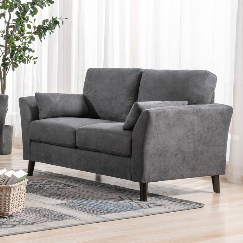 Damian Gray Velvet Fabric Loveseat