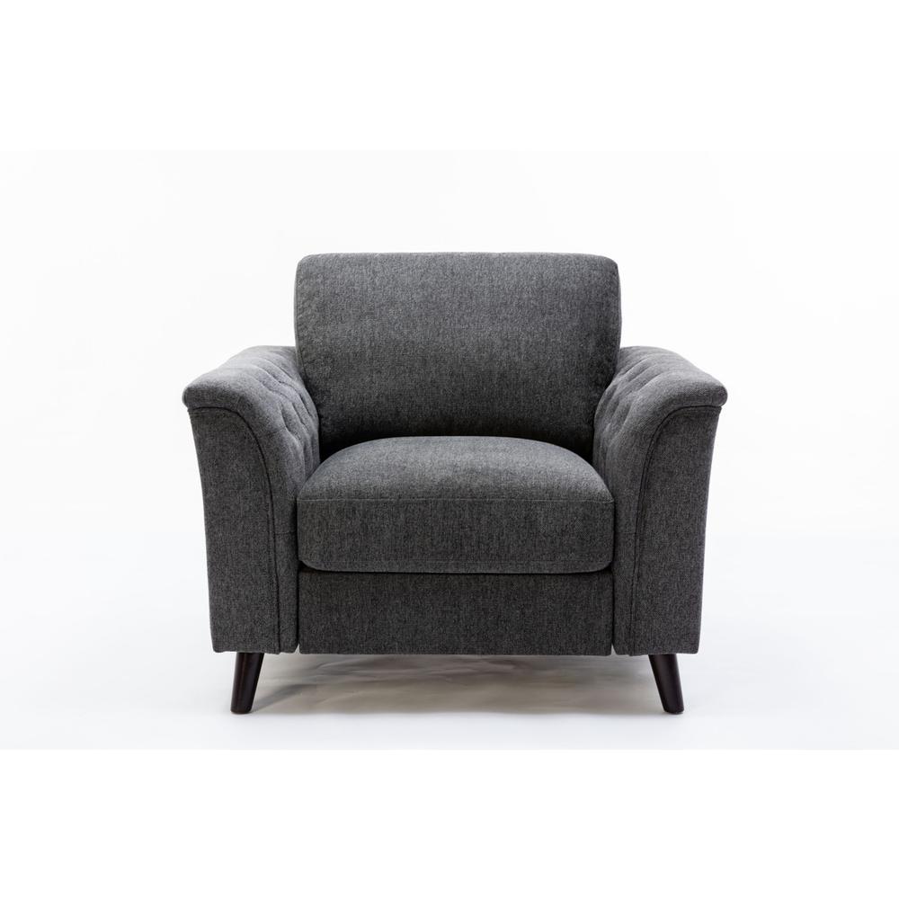 Stanton Dark Gray Linen Chair with Tufted Arms