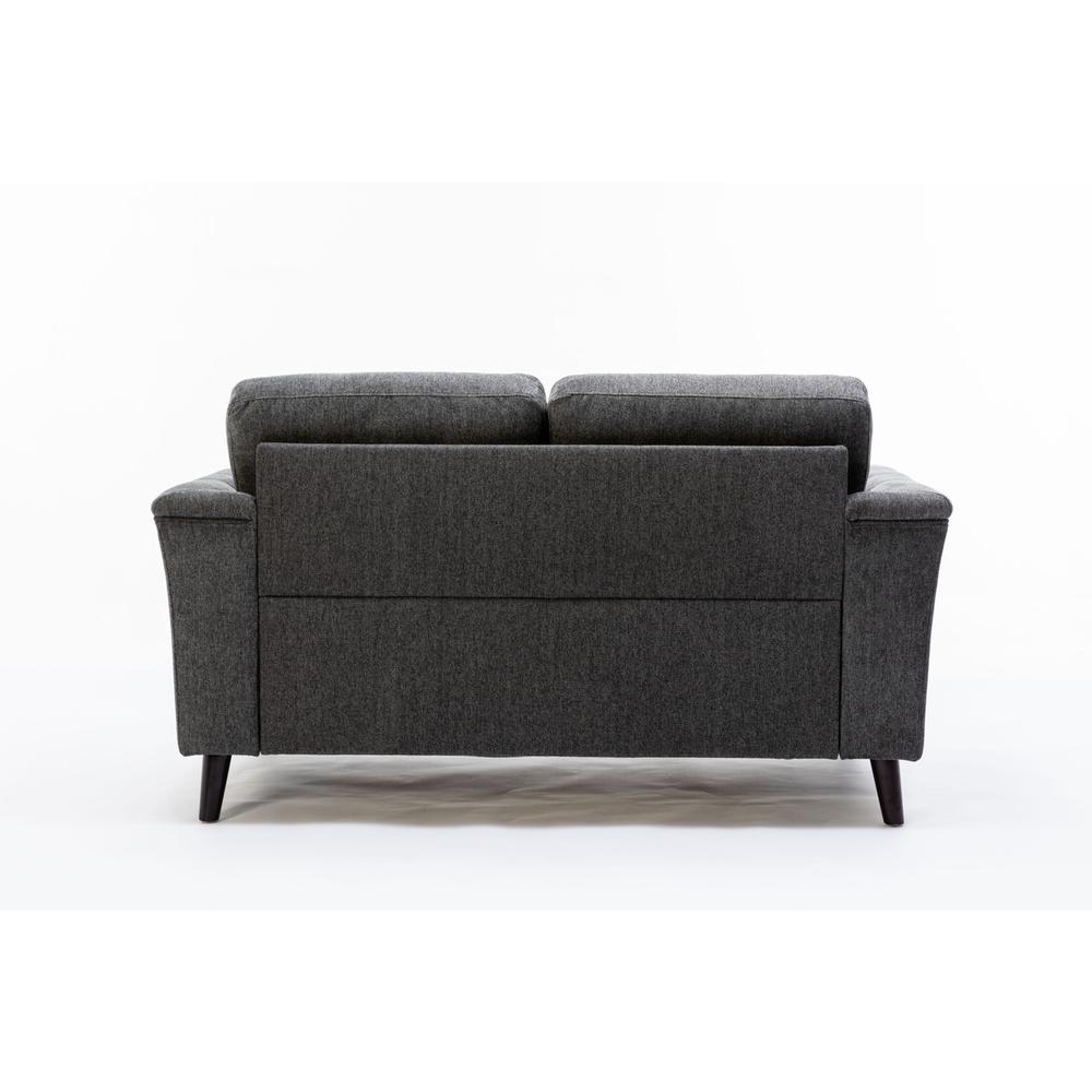 Stanton Dark Gray Linen Loveseat with Tufted Arms