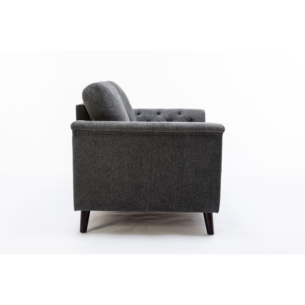 Stanton Dark Gray Linen Loveseat with Tufted Arms