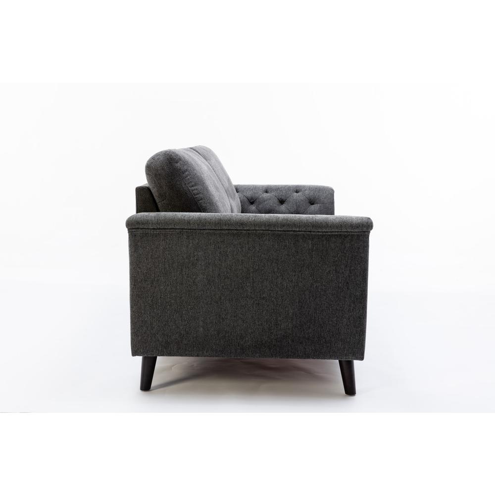 Stanton Dark Gray Linen Sofa with Tufted Arms
