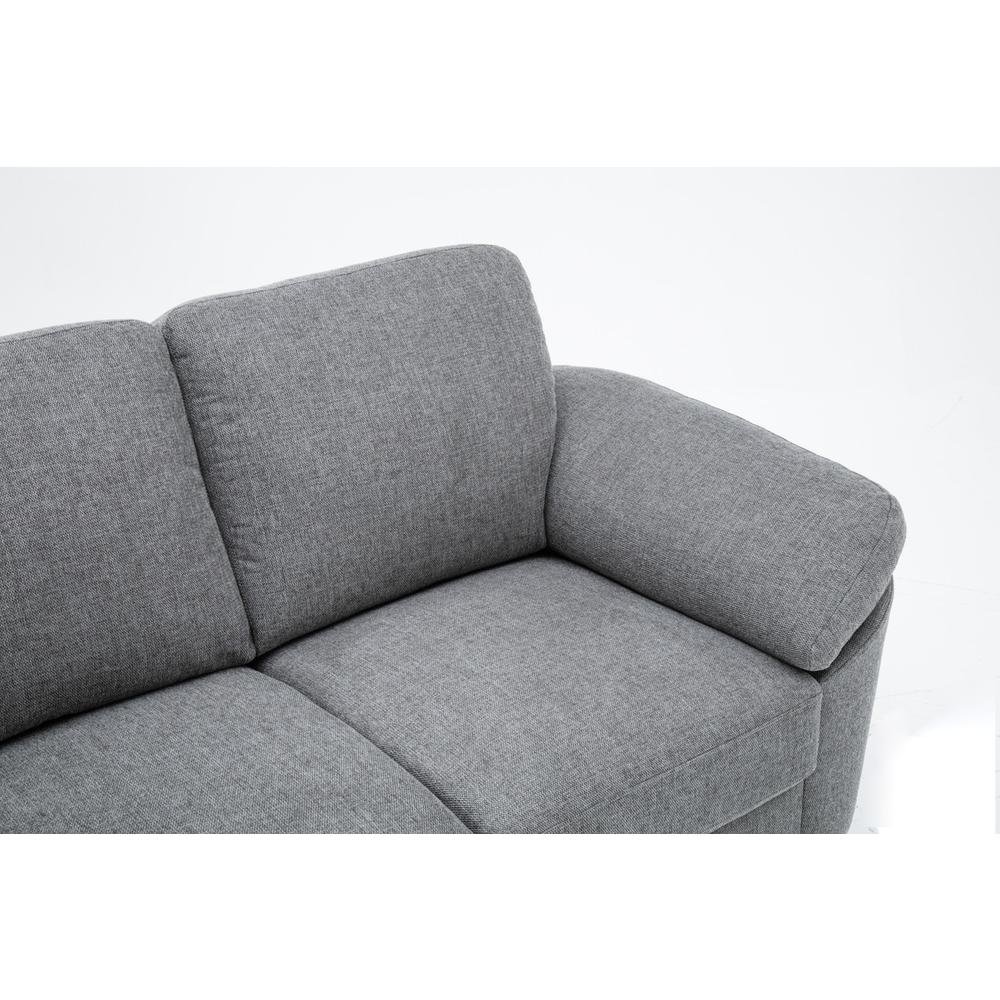 Villanelle Light Gray Linen Loveseat with Chrome Finish Legs
